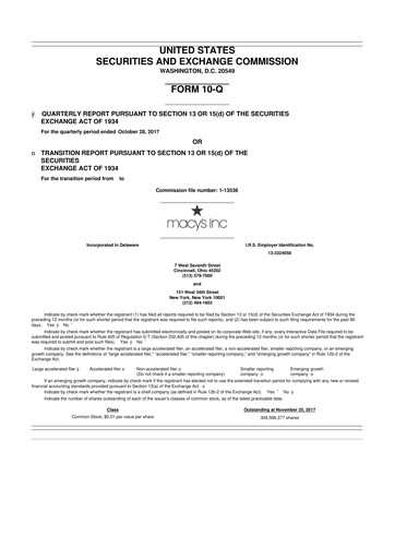 Thumbnail Macy's
 10-Q Quarterly Report FY2017 