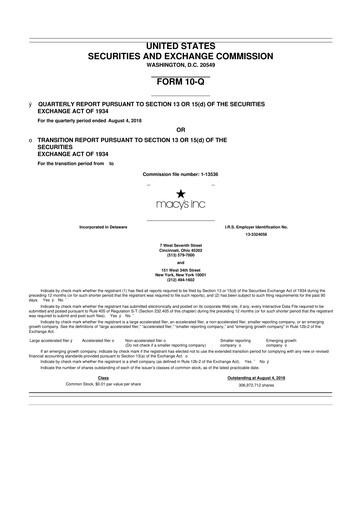 Thumbnail Macy's
 10-Q Quarterly Report FY2018 