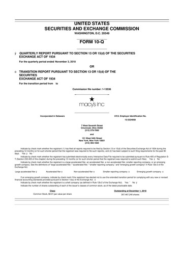 Thumbnail Macy's
 10-Q Quarterly Report FY2018 