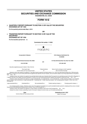 Thumbnail Macy's
 10-Q Quarterly Report FY2019 