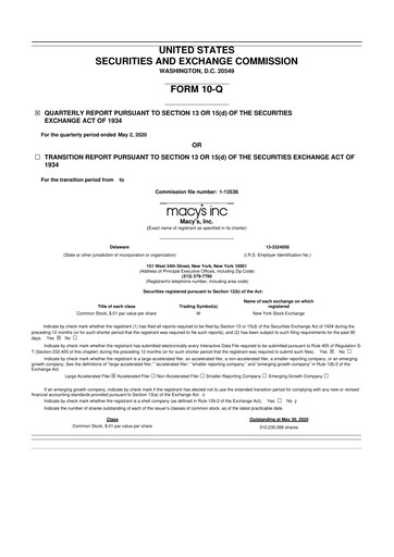 Thumbnail Macy's
 10-Q Quarterly Report FY2020 