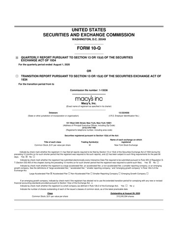 Thumbnail Macy's
 10-Q Quarterly Report FY2020 