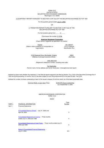 Thumbnail American Woodmark
 10-Q Quarterly Report FY 