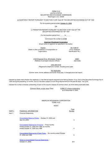 Thumbnail American Woodmark
 10-Q Quarterly Report FY 