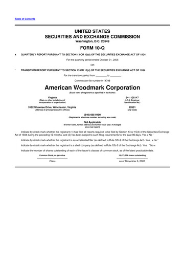 Thumbnail American Woodmark
 10-Q Quarterly Report FY 