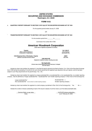 Thumbnail American Woodmark
 10-Q Quarterly Report FY 