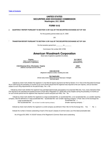 Thumbnail American Woodmark
 10-Q Quarterly Report FY 