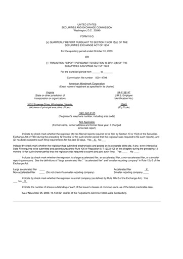 Thumbnail American Woodmark
 10-Q Quarterly Report FY 
