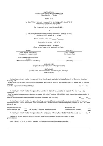 Thumbnail American Woodmark
 10-Q Quarterly Report FY 