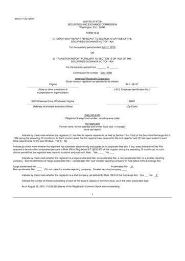 Thumbnail American Woodmark
 10-Q Quarterly Report FY 