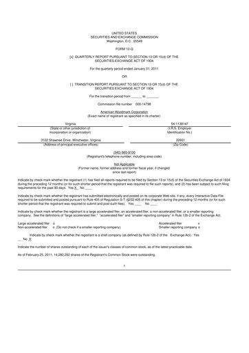 Thumbnail American Woodmark
 10-Q Quarterly Report FY 