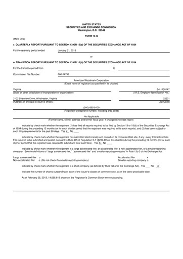Thumbnail American Woodmark
 10-Q Quarterly Report FY2013 