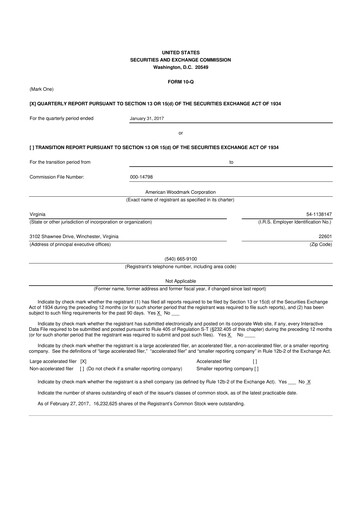 Thumbnail American Woodmark
 10-Q Quarterly Report FY2017 