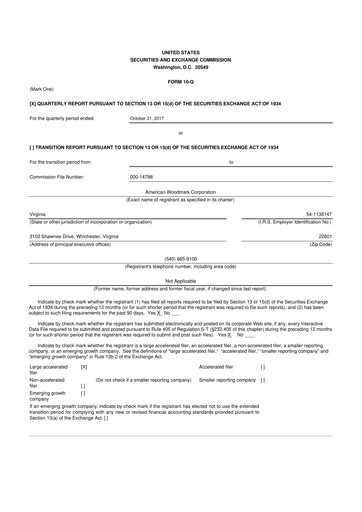 Thumbnail American Woodmark
 10-Q Quarterly Report FY2018 