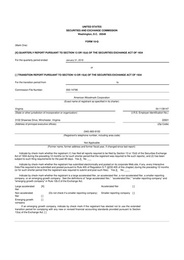 Thumbnail American Woodmark
 10-Q Quarterly Report FY2018 