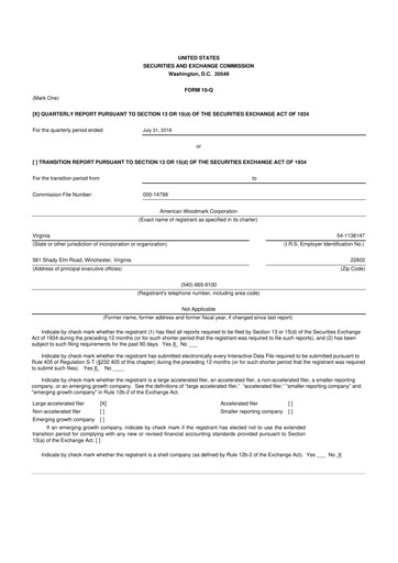 Thumbnail American Woodmark
 10-Q Quarterly Report FY2019 