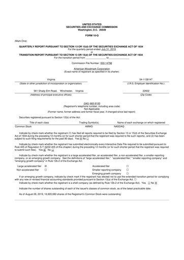 Thumbnail American Woodmark
 10-Q Quarterly Report FY2020 