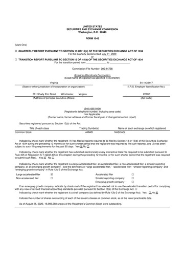 Thumbnail American Woodmark
 10-Q Quarterly Report FY2021 
