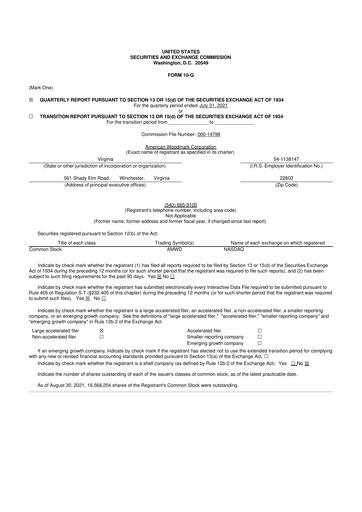 Thumbnail American Woodmark
 10-Q Quarterly Report FY2022 