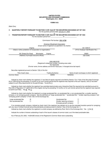 Thumbnail American Woodmark
 10-Q Quarterly Report FY2025 