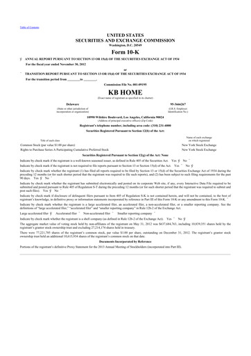 Thumbnail KB Home
 10-K Annual Report 2012