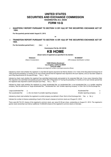 Thumbnail KB Home
 10-Q Quarterly Report FY2013 