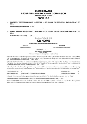 Thumbnail KB Home
 10-Q Quarterly Report FY2015 