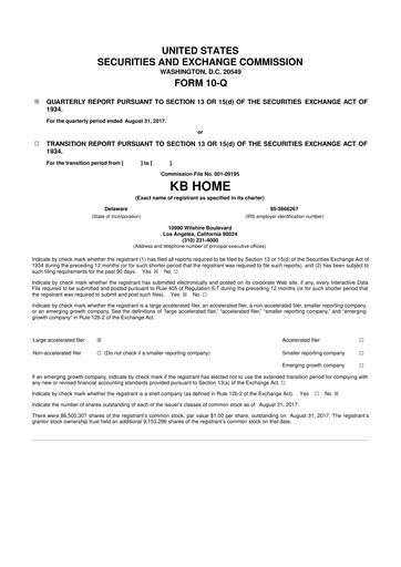 Thumbnail KB Home
 10-Q Quarterly Report FY2017 