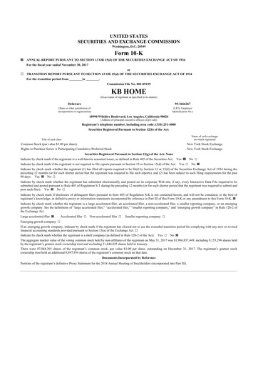 Thumbnail KB Home
 10-K Annual Report 2017