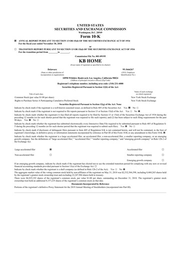 Thumbnail KB Home
 10-K Annual Report 2018