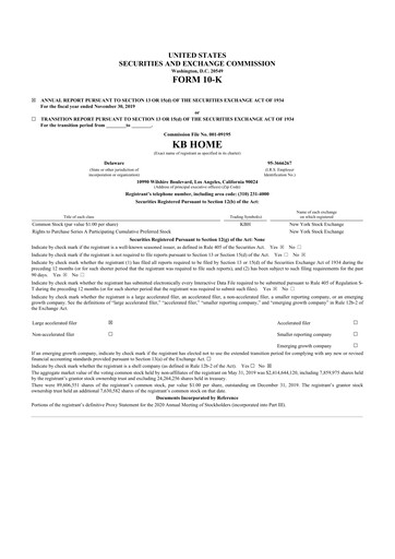 Thumbnail KB Home
 10-K Annual Report 2019