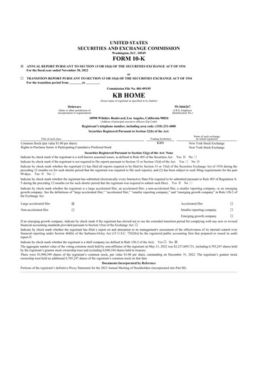 Thumbnail KB Home
 10-K Annual Report 2022