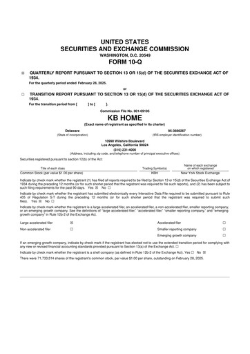 Thumbnail KB Home
 10-Q Quarterly Report FY2025 