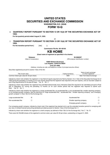 Thumbnail KB Home
 10-Q Quarterly Report FY2025 