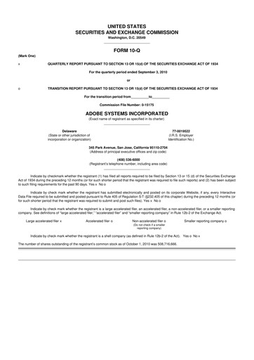 Miniature Adobe 10-Q Rapport trimestriel  