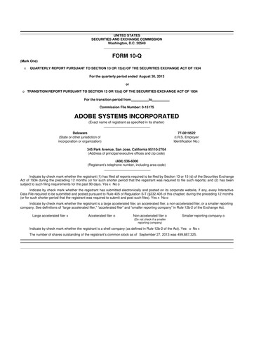 Miniature Adobe 10-Q Rapport trimestriel  