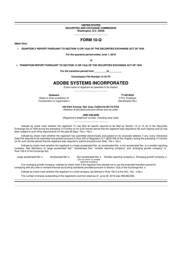 Miniature Adobe 10-Q Rapport trimestriel  
