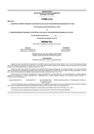 Miniature Adobe 10-Q Rapport trimestriel  