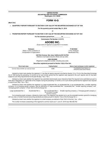 Miniature Adobe 10-Q Rapport trimestriel  