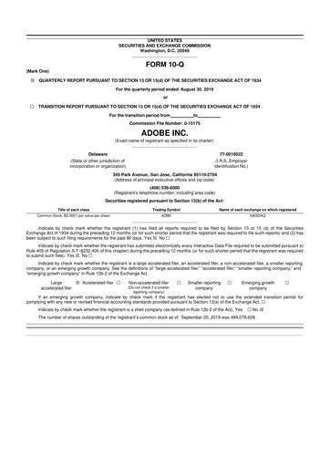 Miniature Adobe 10-Q Rapport trimestriel  