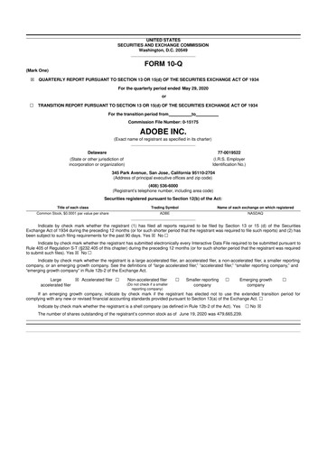 Miniature Adobe 10-Q Rapport trimestriel  