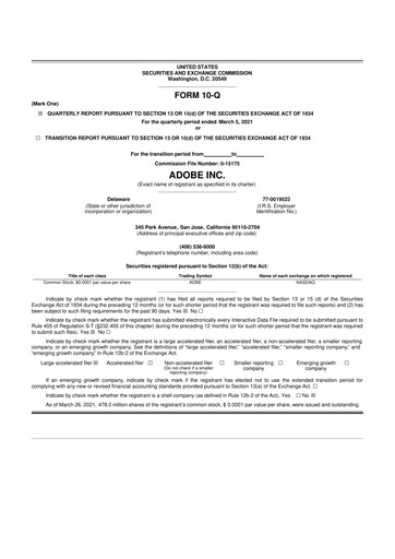 Miniature Adobe 10-Q Rapport trimestriel  