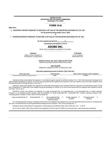 Miniature Adobe 10-Q Rapport trimestriel  