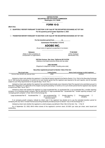 Miniature Adobe 10-Q Rapport trimestriel  