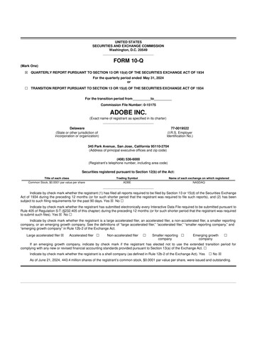 Miniature Adobe 10-Q Rapport trimestriel  