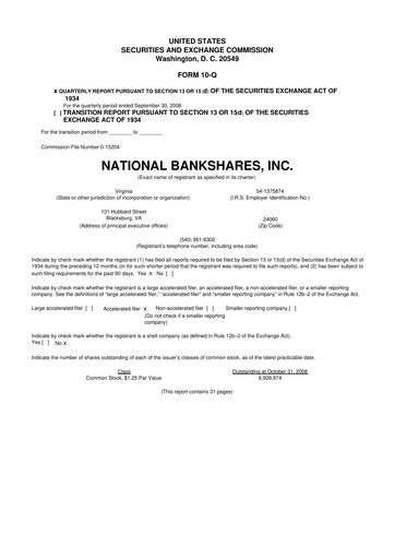 Thumbnail National Bankshares 10-Q Quarterly Report FY 