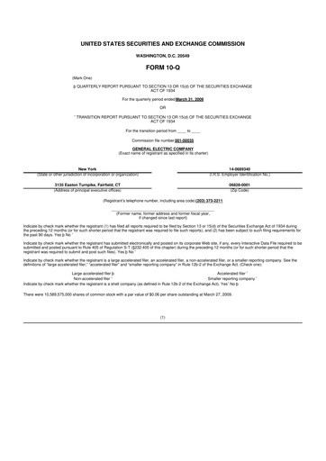 Thumbnail General Electric 10-Q Quarterly Report FY 