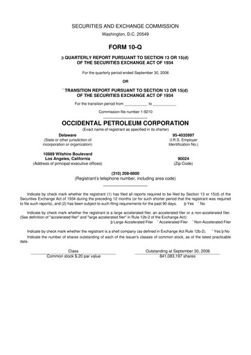 Vorschaubild Occidental Petroleum 10-Q Quartalsbericht  