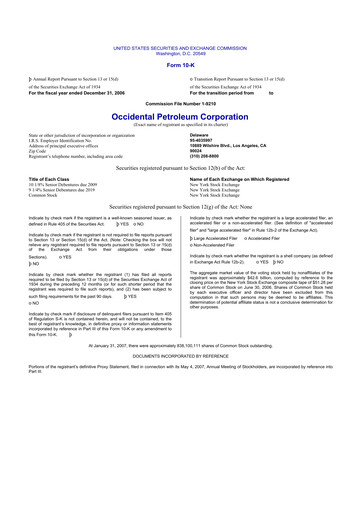 Vorschaubild Occidental Petroleum 10-K Jahresbericht 