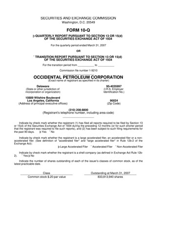 Vorschaubild Occidental Petroleum 10-Q Quartalsbericht  